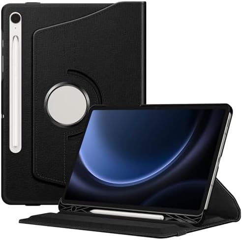 , Fintie Rotating Case for Samsung Galaxy Tab S9 FE 5G 10.9 Inch/Galaxy Tab S9 11 Inch 2023 with S Pen Holder, 360 Diploma Swiveling Stand Cowl Auto Sleep/Wake, Black