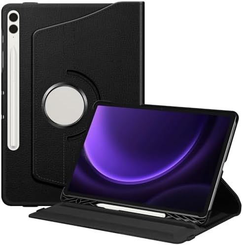 , Fintie Rotating Case for Samsung Galaxy Tab S9 FE+ Plus/Galaxy Tab S9+ Plus 12.4 Inch 2023 with S Pen Holder, 360 Diploma Swiveling Stand Cowl Auto Sleep/Wake, Black