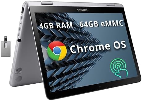 , SAMSUNG Plus V2 2-in-1 12.2&#8243; Touchscreen Chromebook Laptop computer, Intel Celeron 3965Y, 4GB RAM, 64GB eMMC, 1M Entrance Digicam, Wi-Fi, Bluetooth, MicroSD Reader, Stylus Pen, Chrome OS, Silver, 128GB USB Card