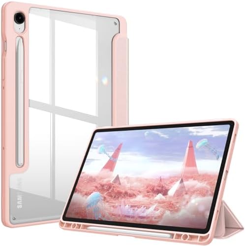 , Fintie Hybrid Slim Case for Samsung Galaxy Tab S9 11 Inch 2023 Mannequin (SM-X710/X716B/X718U) with S Pen Holder, Shockproof Cowl with Clear Clear Again Shell, Auto Wake/Sleep, Rose Gold