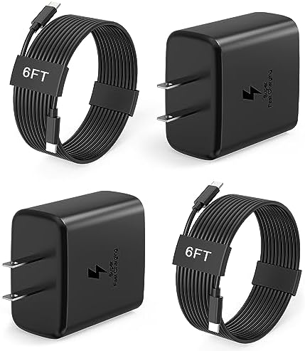 , 45W Samsung Charger USB C Tremendous Quick Charging 2.0 for Samsung Galaxy S23,S23+,S22 Extremely,A54,A53,Z Fold 5 4,Z Flip 5 4,Galaxy Tab S9 S8 Extremely,Galaxy Book3,2 Pack Android Wall Charger with 6ft Cable