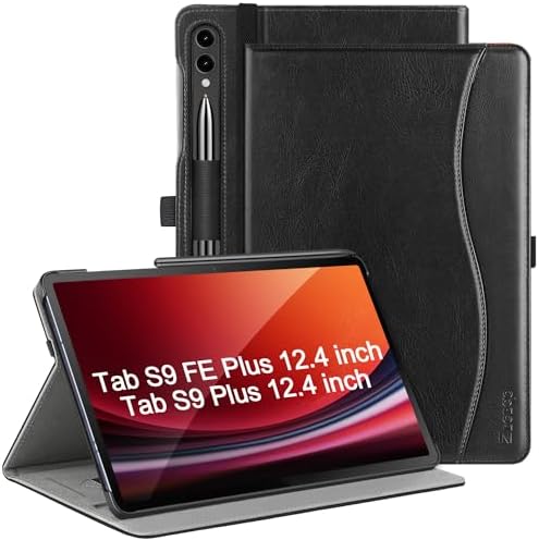 , Ztotop Case for Samsung Galaxy Tab S9 Plus/ S9 FE Plus 5G 12.4 Inch Pill 2023, Premium PU Leather-based Cowl with S Pen Holder, Entrance Pocket for Galaxy Tab S9+/S9 FE+ SM-X810/X816B/X616B, Black