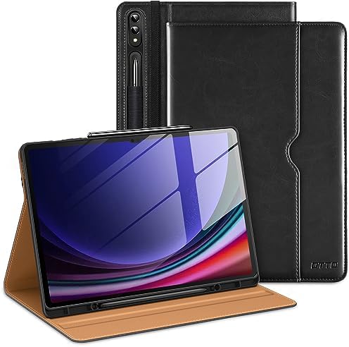 , DTTO for Samsung Galaxy Tab S9 Extremely 14.6 inch Case 2023, Premium Leather-based Enterprise Folio Stand Cowl with S Pen Holder for Galaxy Pill S9 Extremely 14.6’’ 2023 Mannequin [SM-X910/X916B/X918U], Black