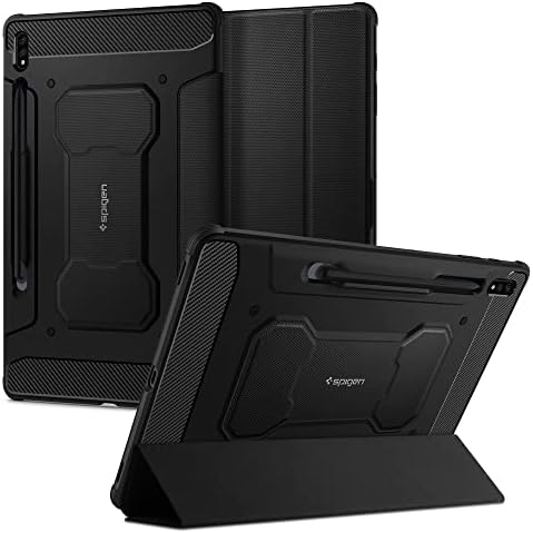 , Spigen Rugged Armor Professional Designed for Galaxy Tab S8 Plus Case (2022) / Galaxy Tab S7 Plus Case (2020) with S Pen Holder &#8211; Black