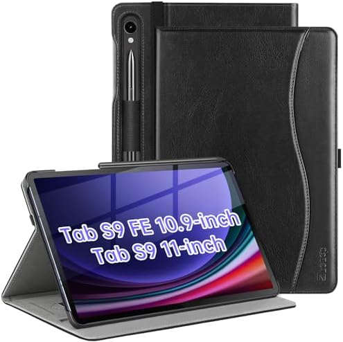 , ZtotopCases for Samsung Galaxy Tab S9 FE 5G 10.9 Inch/Tab S9 11 Inch Case 2023, Premium PU Leather-based Enterprise Folio Folding Stand Cowl with Auto Sleep/Wake&#038;A number of Viewing Angles, Assist S Pen, Black