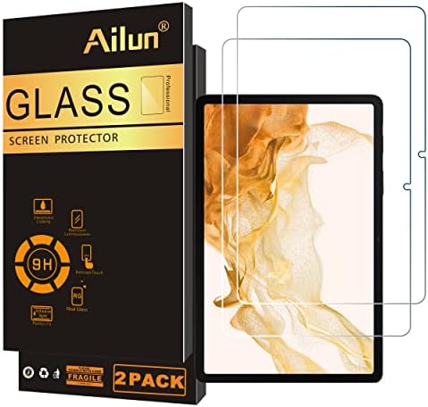 , Ailun Display Protector For Galaxy Tab S8 / Galaxy Tab S7, 11 inch 2Pack Tempered Glass 9H Hardness 2.5D Edge Extremely Clear Anti Scratch Case Pleasant