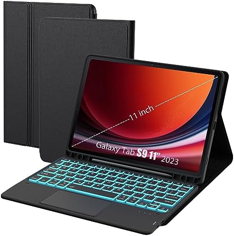 , for Samsung Galaxy Tab S9 11 inch Case with Keyboard &#8211; 7 Coloration Backlit Removable Pill Keyboard Cowl with Touchpad &#8211; Tab S9 11&#8243; 2023 Keyboard Case with S Pen Holder Black