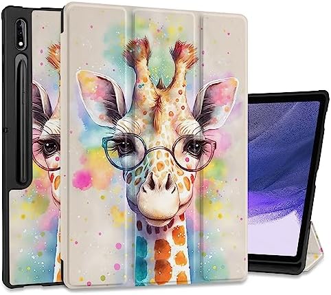 , MEEgoodo Case for Samsung Galaxy Tab S9 Extremely 14.6 inch Cowl 2023 with S Pen Holder, Sensible Pill Circumstances with Leather-based Trifold Stand + Tender TPU Again Shell + Sensible Auto Wake/Sleep, Giraffe