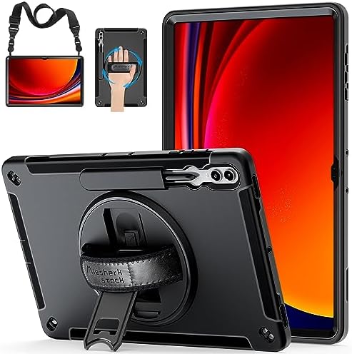 , Case for Samsung Galaxy Tab S9 Extremely 2023: 3-Layer Rugged Army Grade Shockproof Case for Tab S8 Extremely 14.6 Inch with 360° Swivel Stand &#8211; Deal with &#8211; Shoulder Strap &#8211; S Pen Holder &#8211; Black