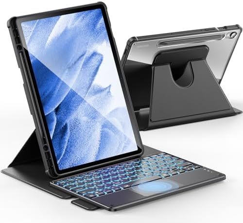 , INFILAND Keyboard Case for Samsung Galaxy Tab S9 11 Inch 2023, Removable Magnetic Wi-fi Keyboard with Sensible Touchpad, 360 Diploma Rotating, Black