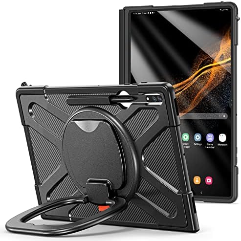 , Galaxy Tab S8 Extremely Case 14.6-inch, S8 Extremely Pill Case 14.6 in, Shockproof Protecting Cowl with 360°Rotating and 180°Folding Hand Grip for Samsung Galaxy Tab S8 Extremely (SM-X900/SM-X906), Black