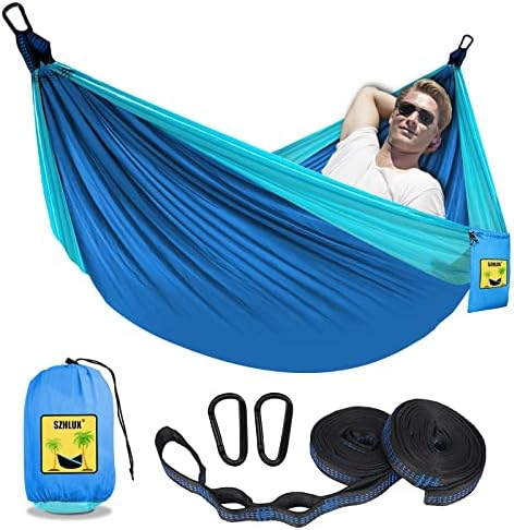 , SZHLUX Camping Hammock Single Portable Hammocks with 2 Tree Straps and Attached Carry Bag